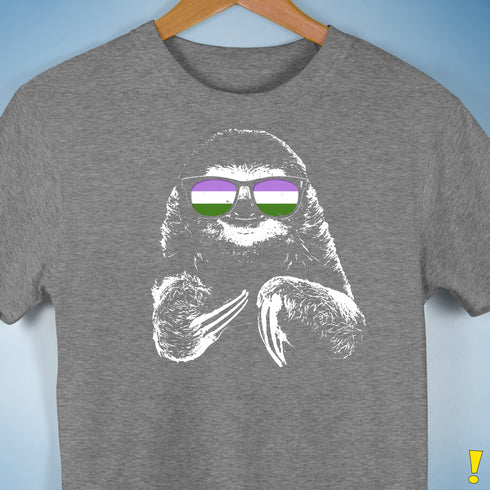 Pride Sloth Genderqueer Flag Sunglasses Premium Unisex T-Shirt - Grey Heather